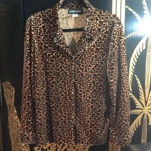 Sag Harbor Animal Print Velour Top- Size M